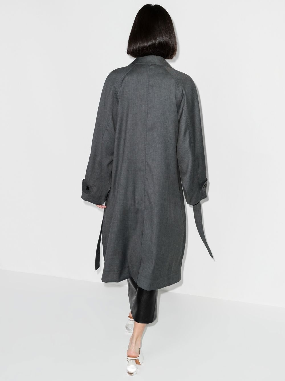 belted single-breasted trench coat - 3