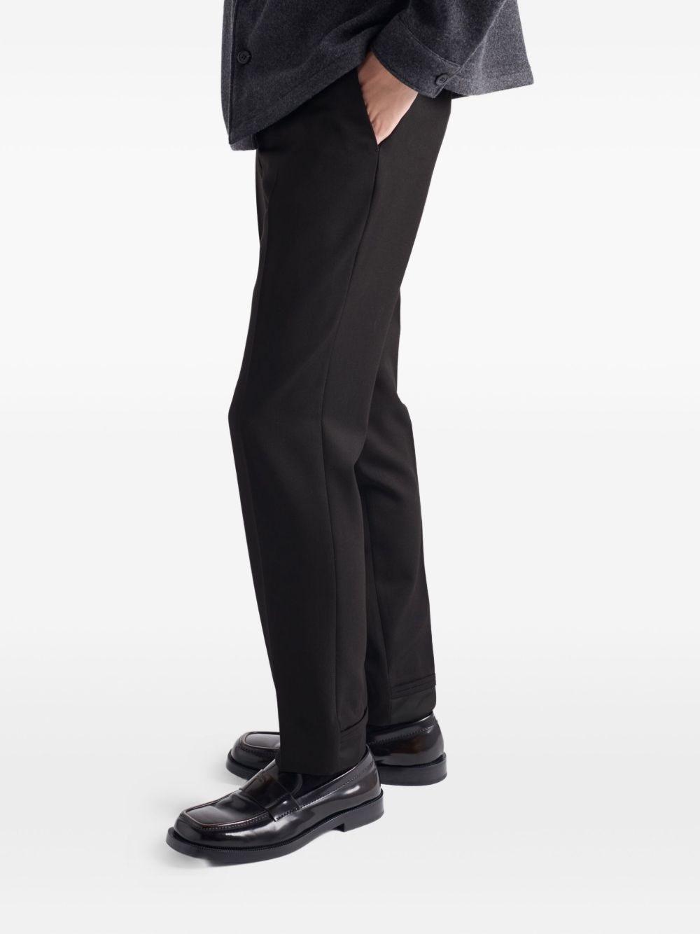 triangle-logo wool trousers - 4