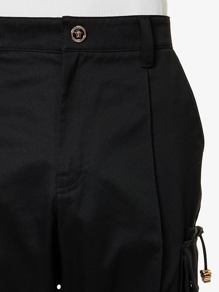Informal belt-loop mid-rise wide-leg cotton trousers - 6