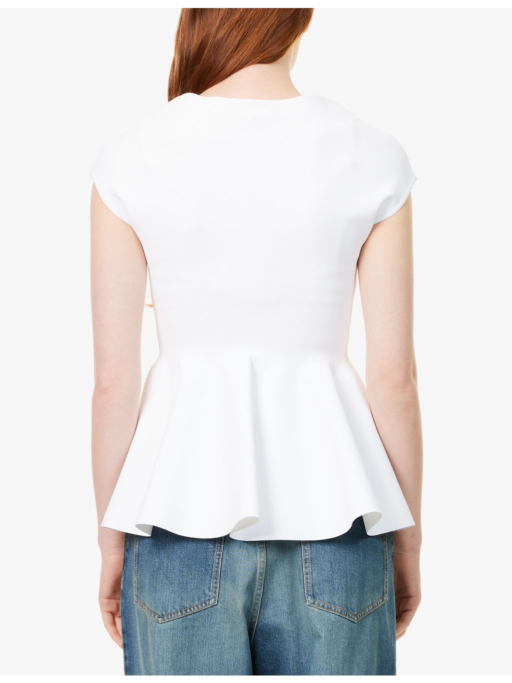 Peplum Cap-Sleeves Knitted Top - 4