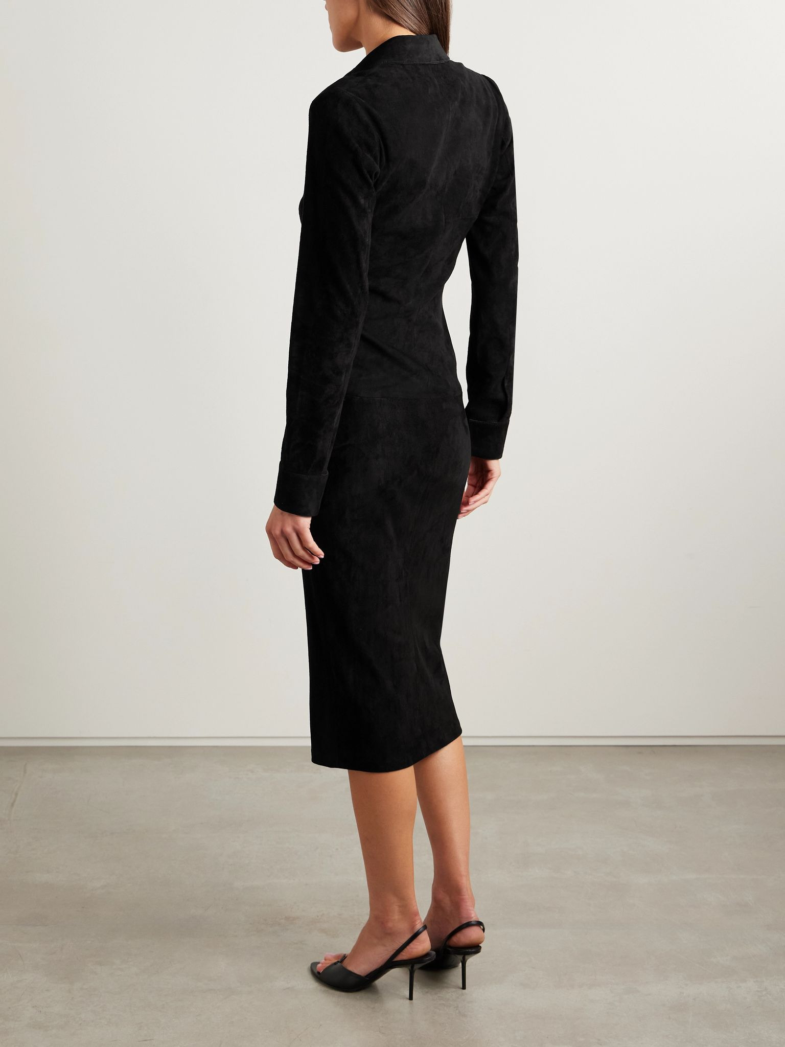 Becky suede midi shirt dress Black - 3
