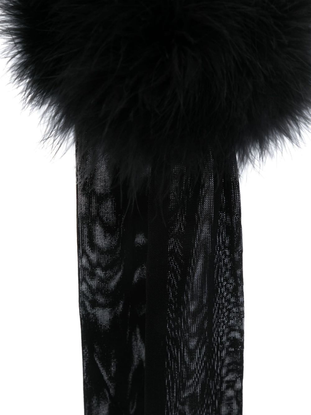 feather-detailed semi-sheer long gloves - 2