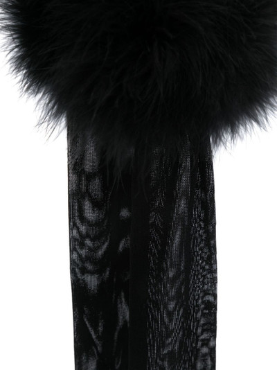SAINT LAURENT feather-detailed semi-sheer long gloves outlook