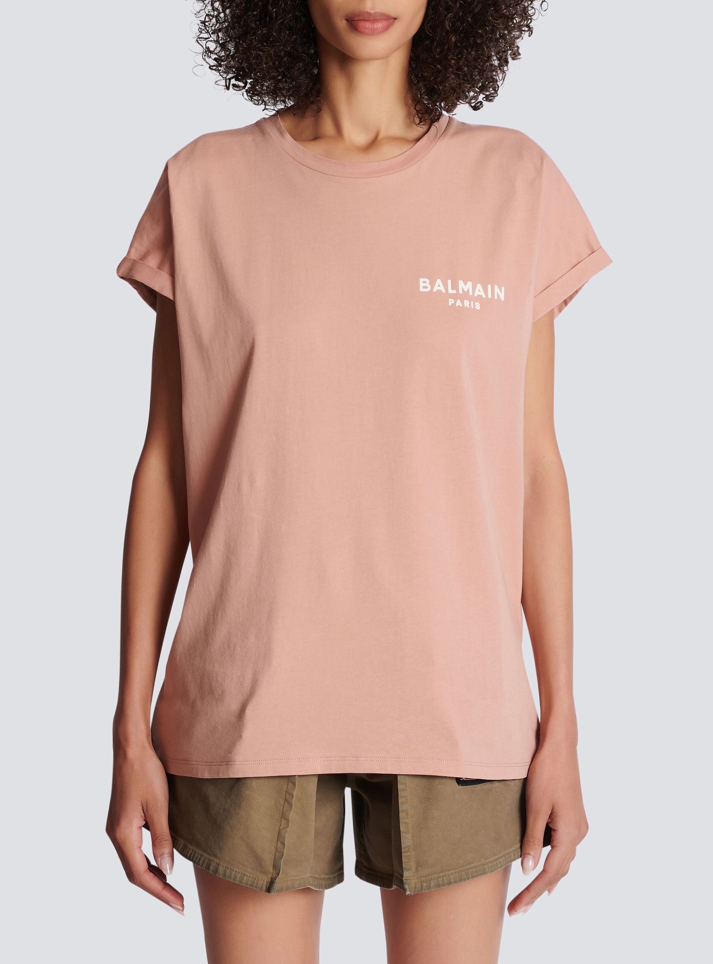 Eco-responsible cotton T-shirt with Balmain logo print - 5