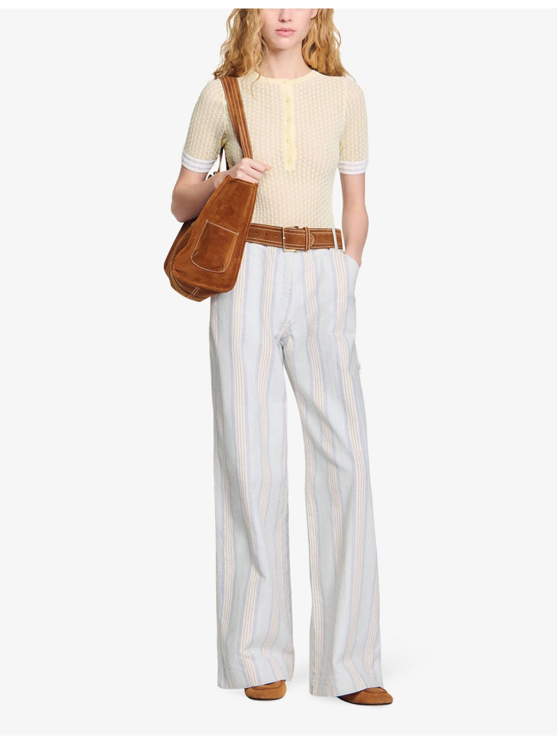Sandro Wide-Leg High-Rise Striped Denim Jeans outlook