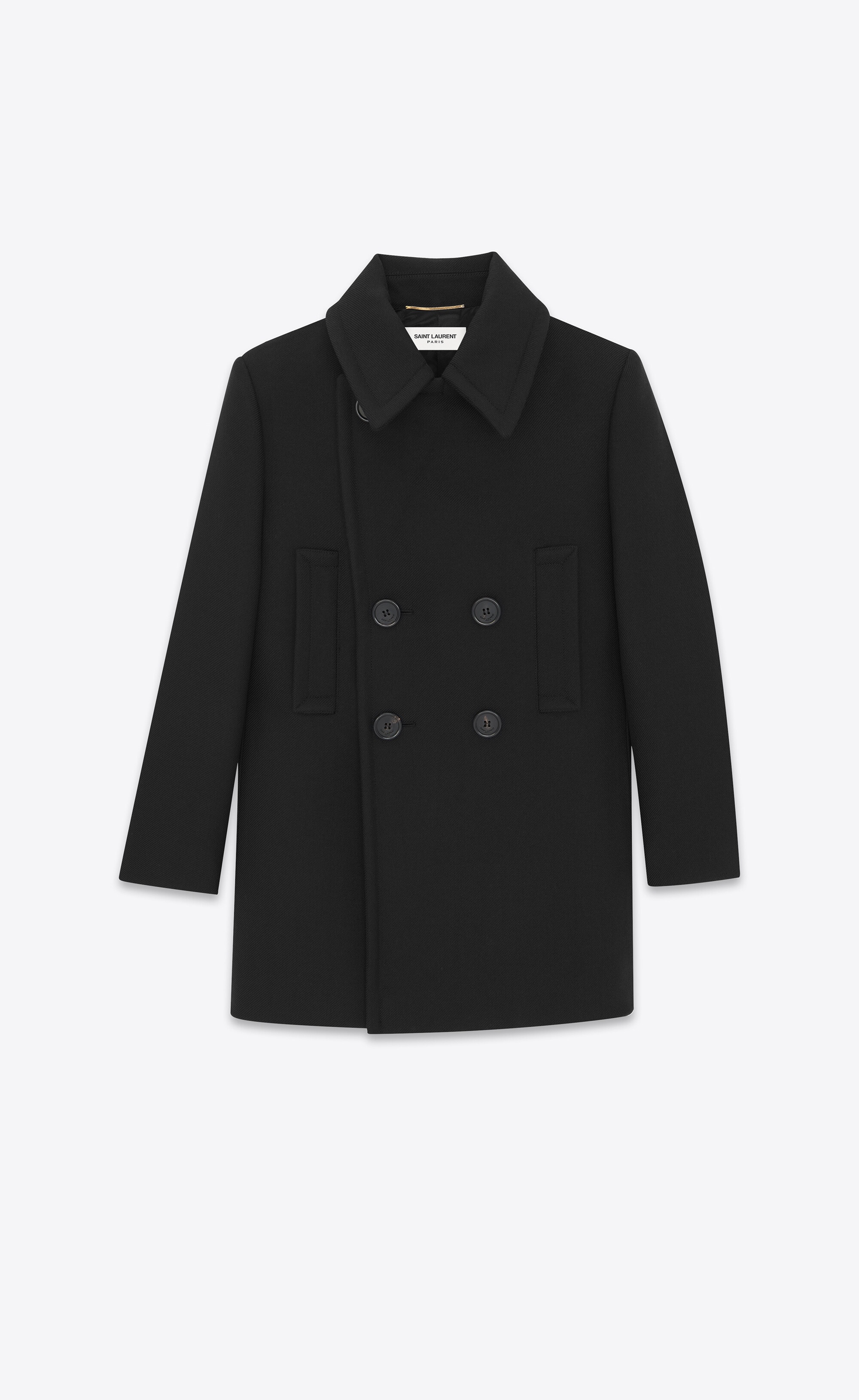 double-breasted peacoat in wool - 3