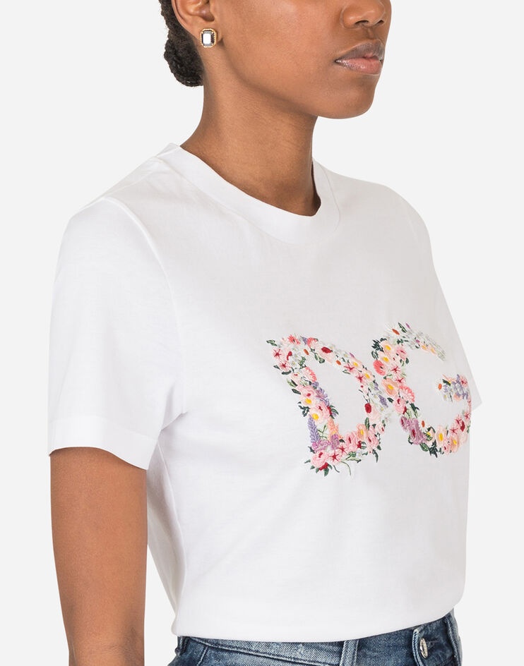 Jersey t-shirt with DG floral embroidery - 4