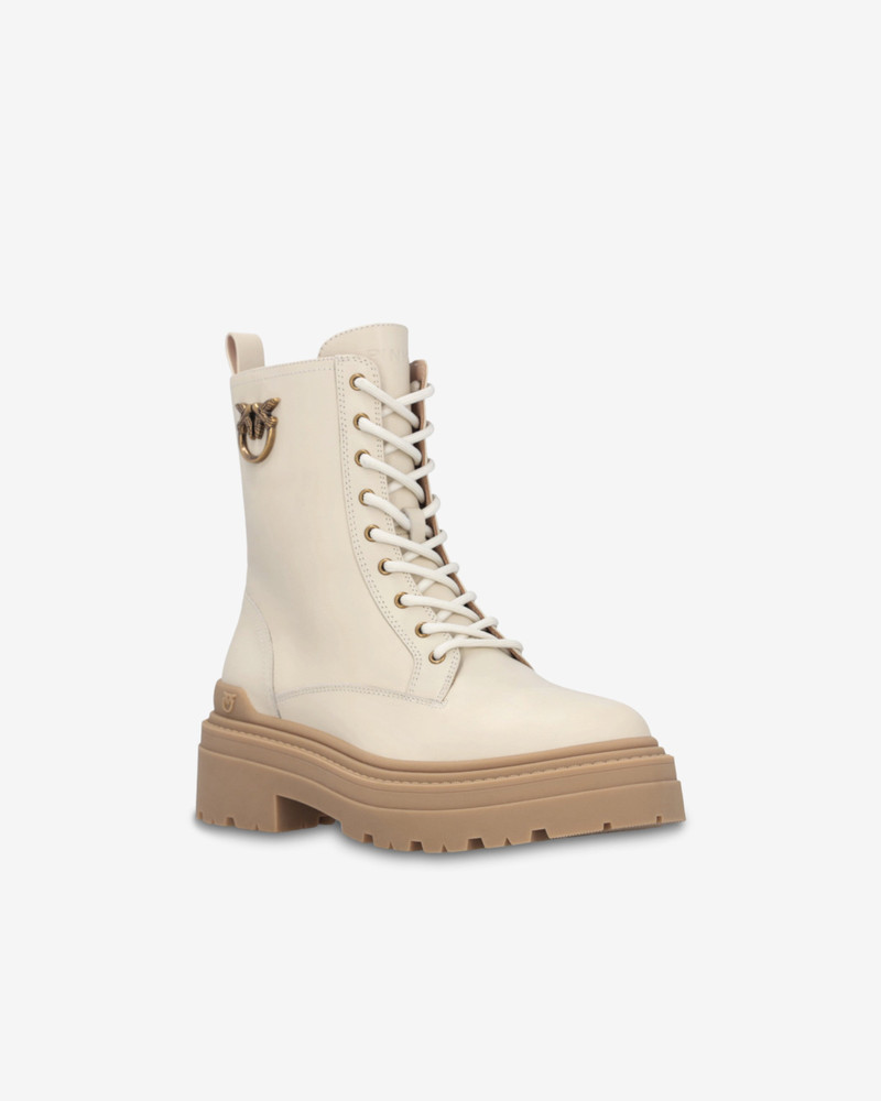 LEATHER COMBAT BOOTS WITH METAL LOGO 2