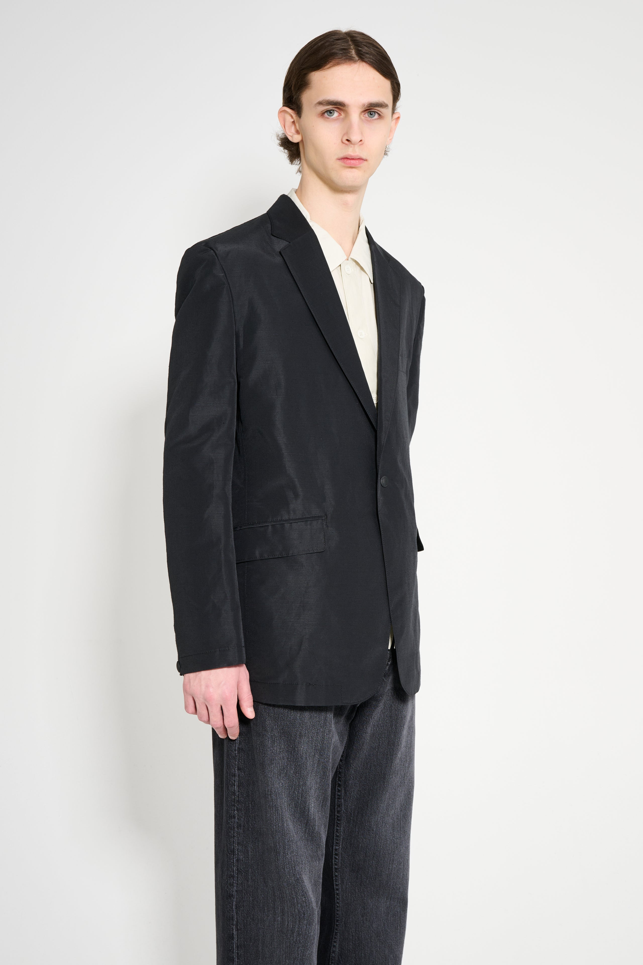 COMME DES GARÇONS HOMME POLYESTER LINEN JACKET BLACK - 3