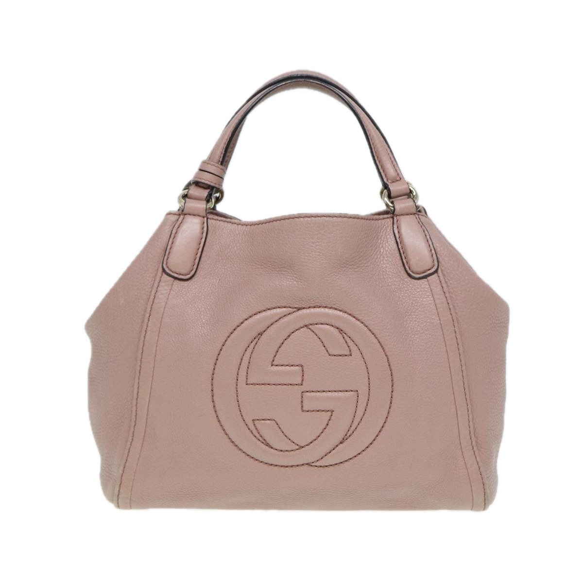 GUCCI Soho Hand Bag Leather Gold Pink - 13