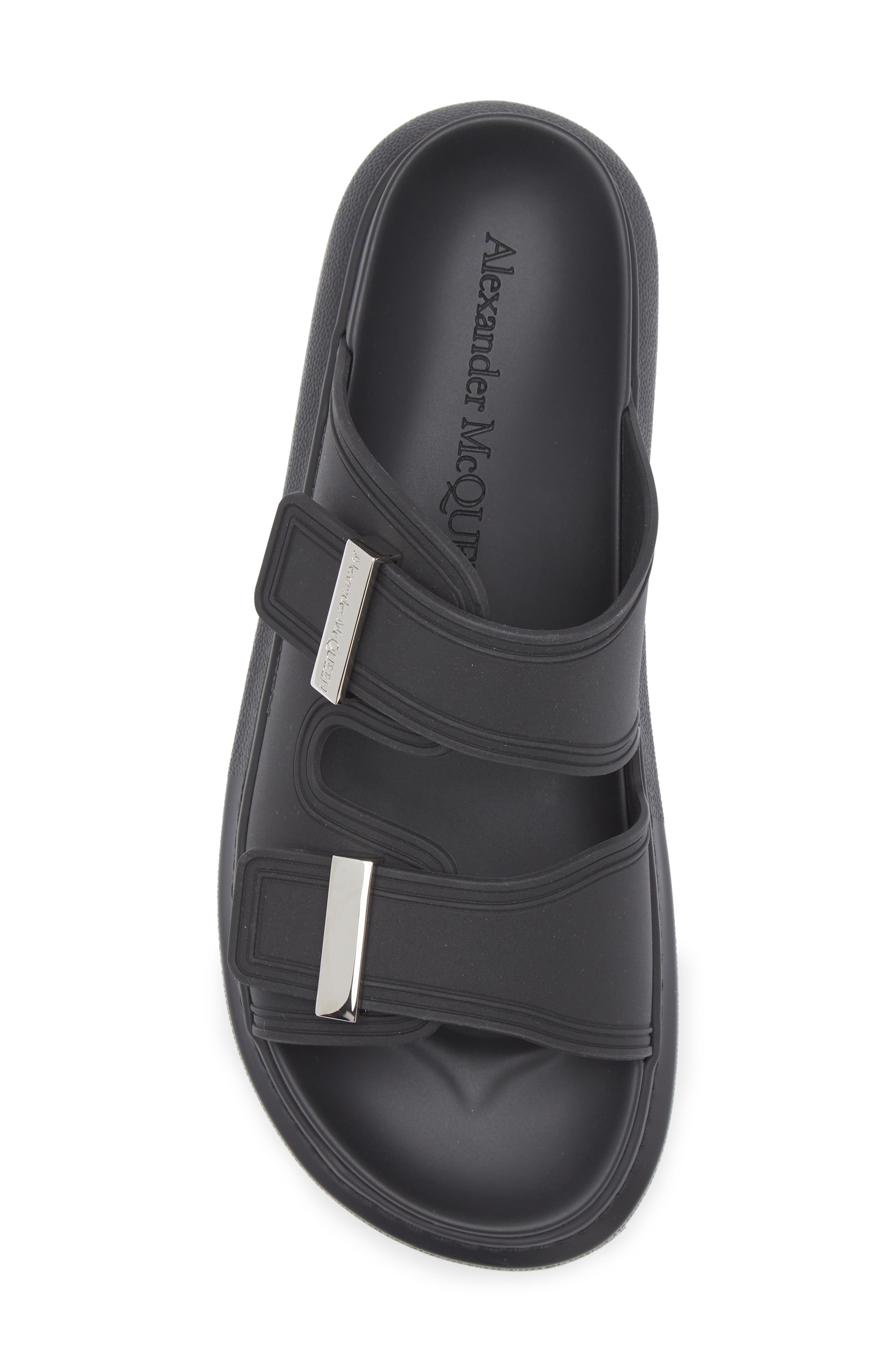 McQueen Oversized Hybrid Slide Sandal in Black/Silver at Nordstrom - 5