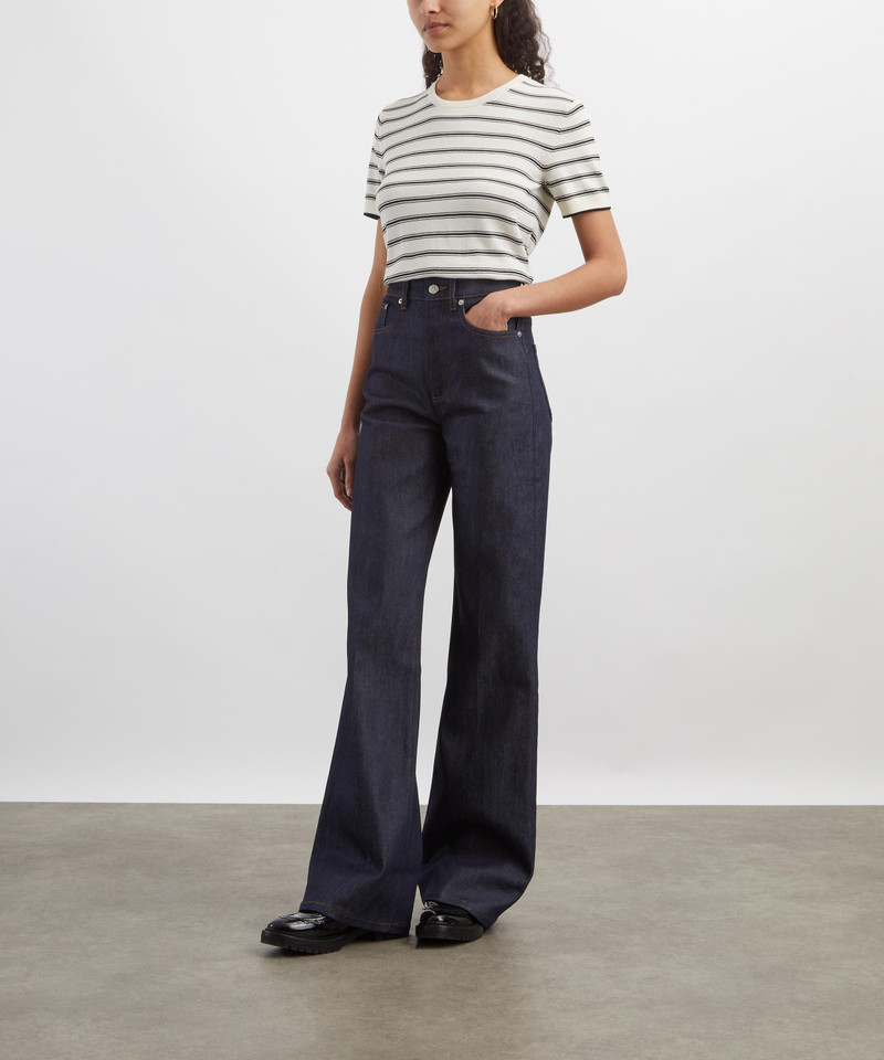 Short-Sleeve Striped Knit Top 2