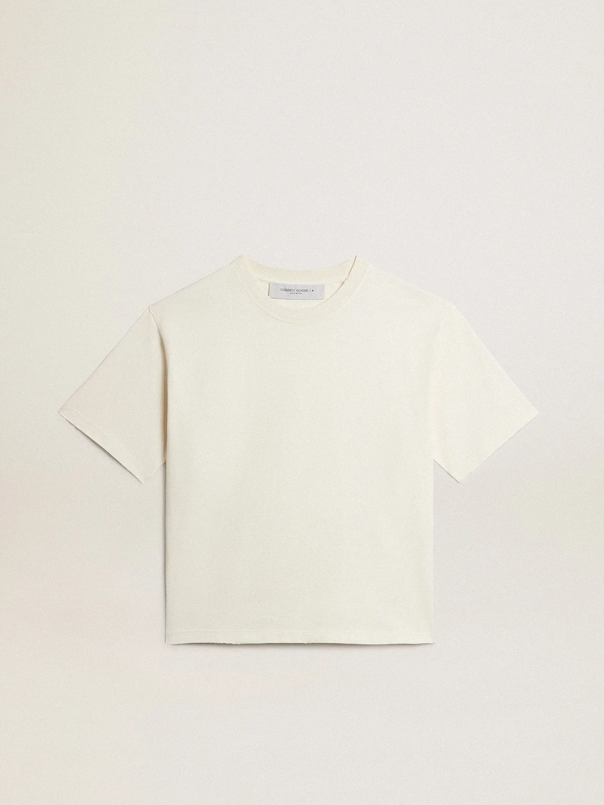 T-shirt in aged white with reverse logo on the back - Boxy fit - 1