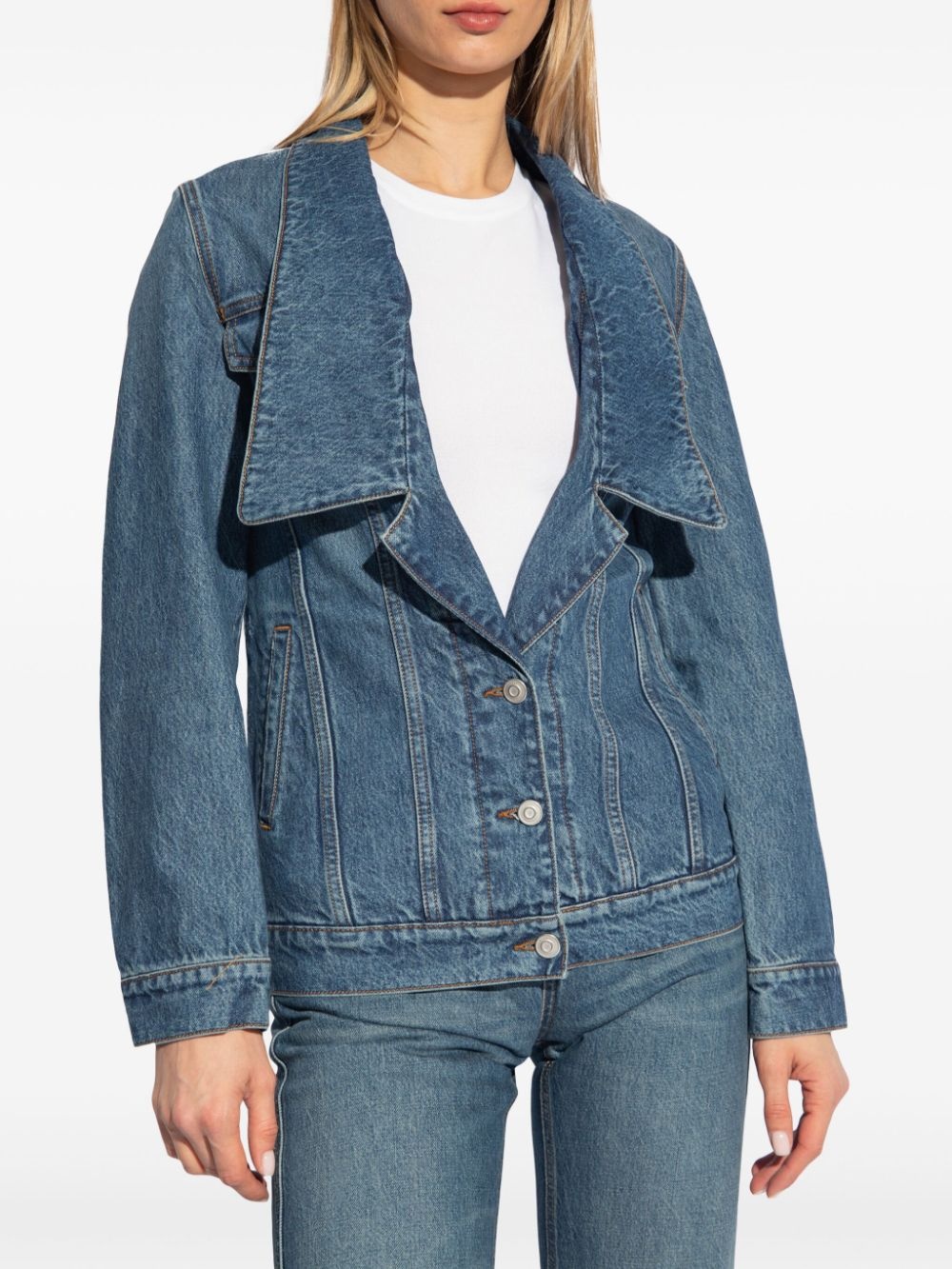 wide-collar denim jacket - 3