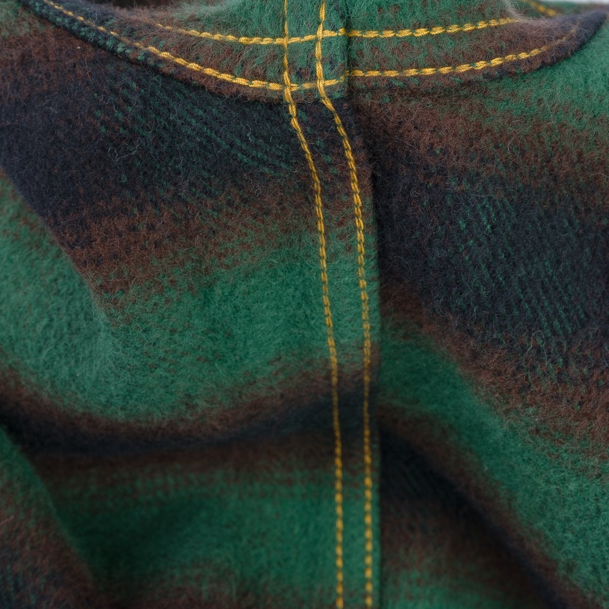 IHSH-373-GRN Ultra Heavy Flannel Ombré Check Western Shirt - Green - 15