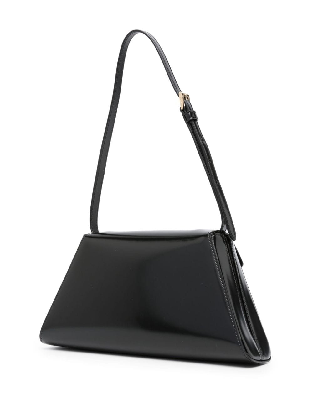 triangle-logo leather shoulder bag - 3