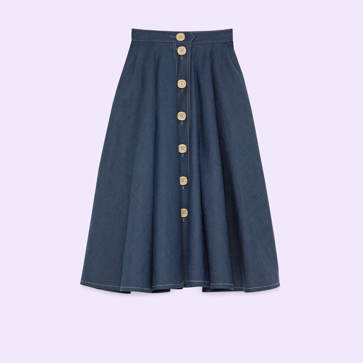 Pleated denim skirt - 1