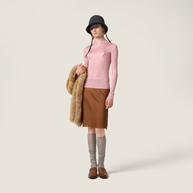 Miu Miu Silk V-neck sweater outlook