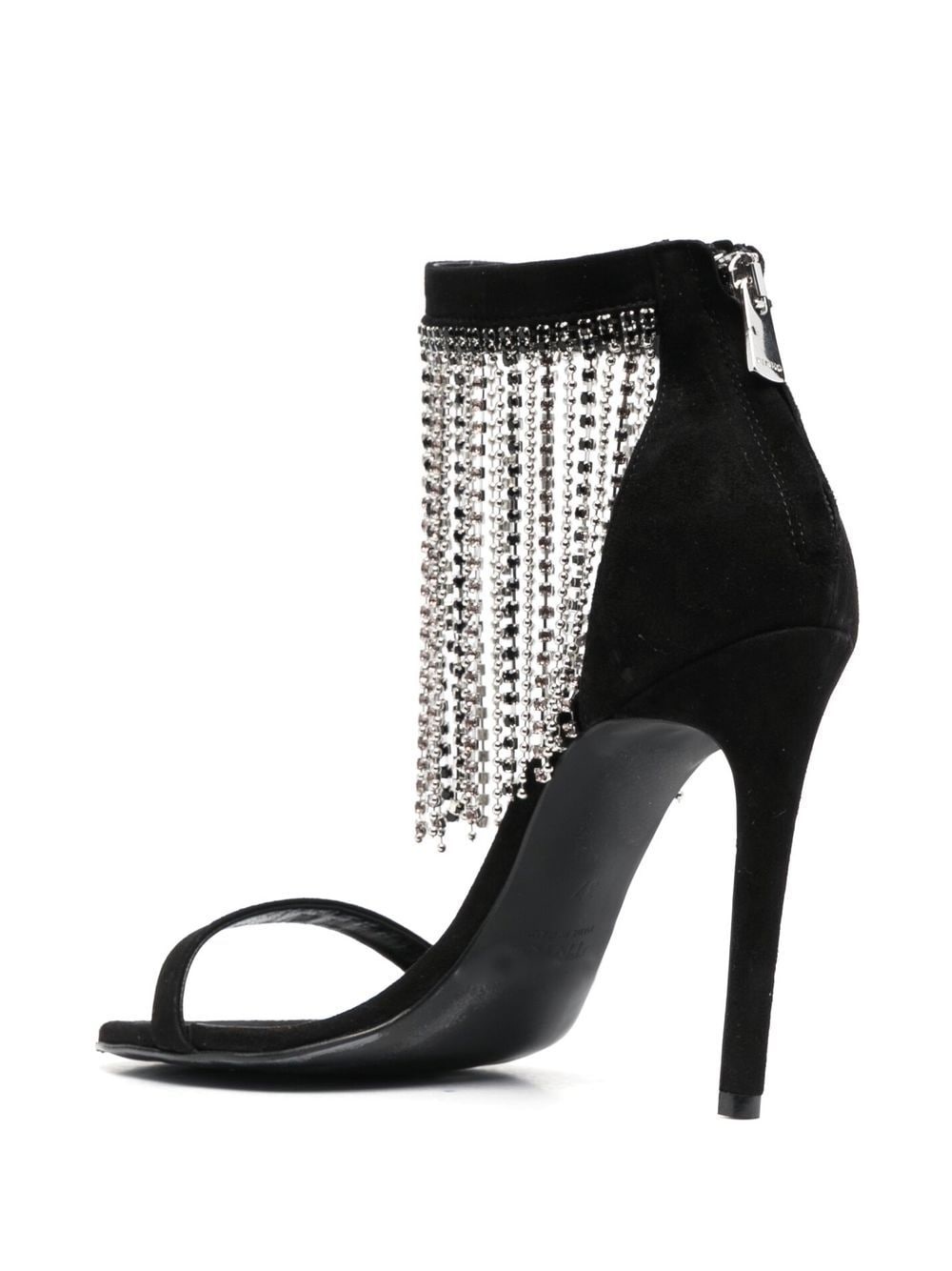 rhinestone-fringe suede sandals - 3