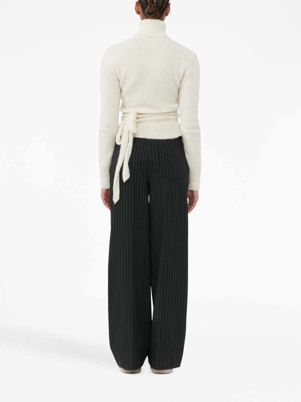 pinstripe-pattern wide-leg trousers - 4
