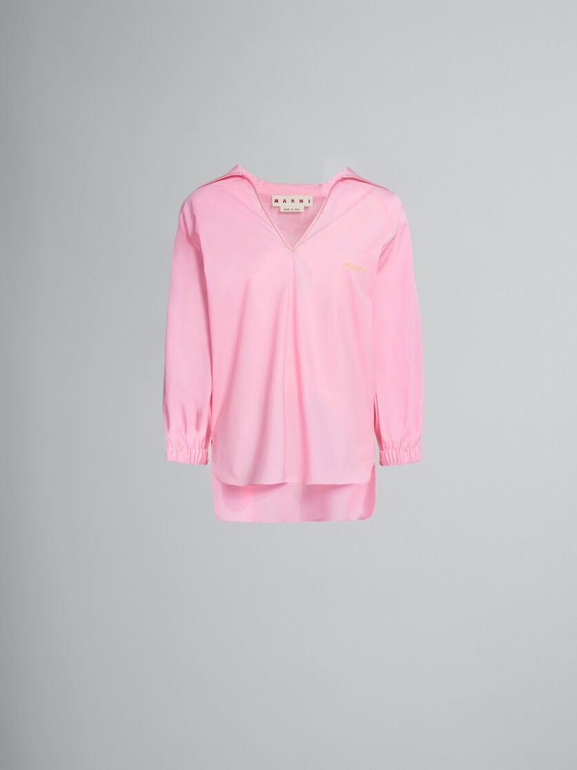 SQUARE-NECK TOP IN PINK BIO POPLIN - 1
