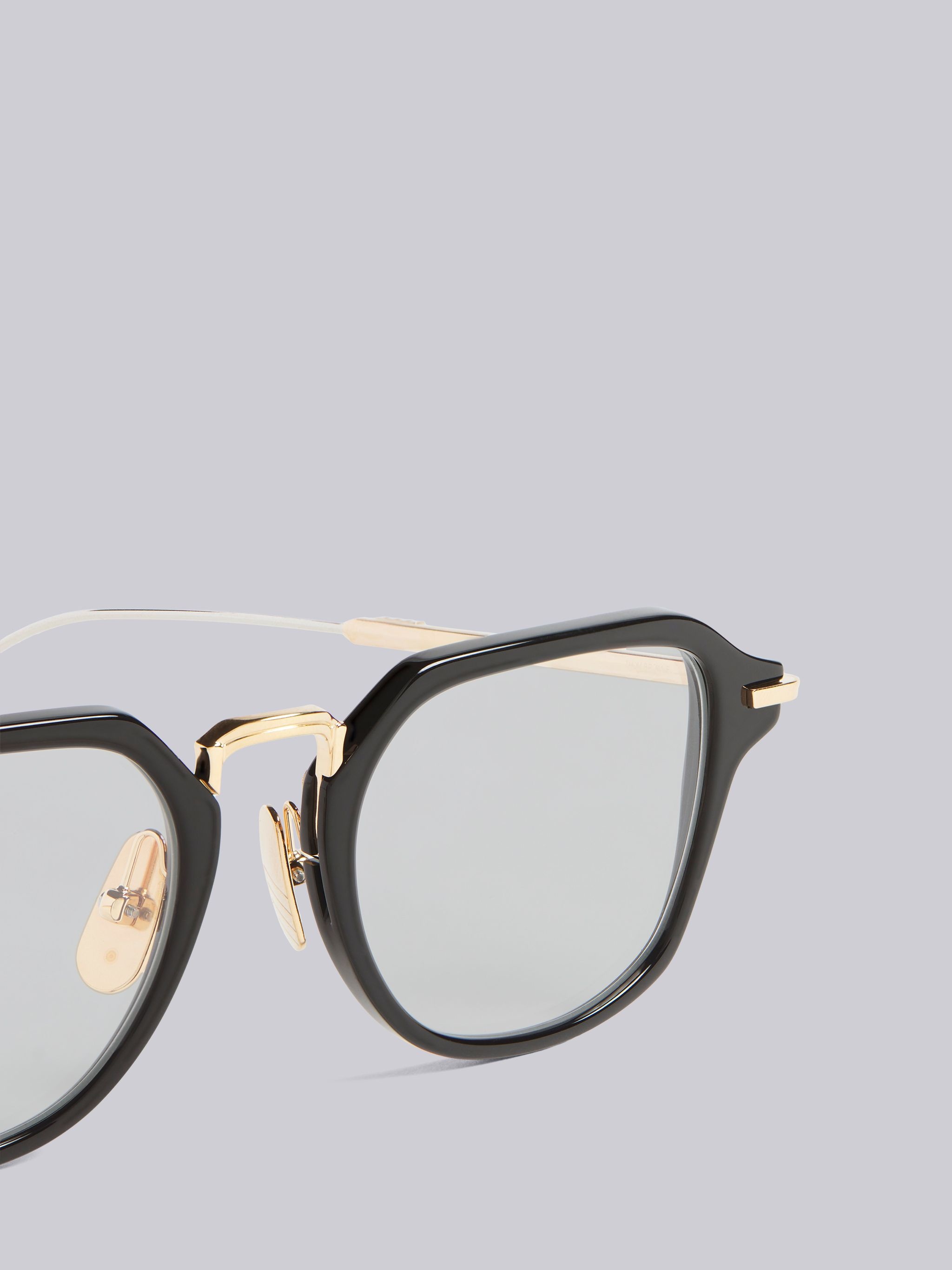 TB423 - Black And White Gold Clubmaster Glasses - 2