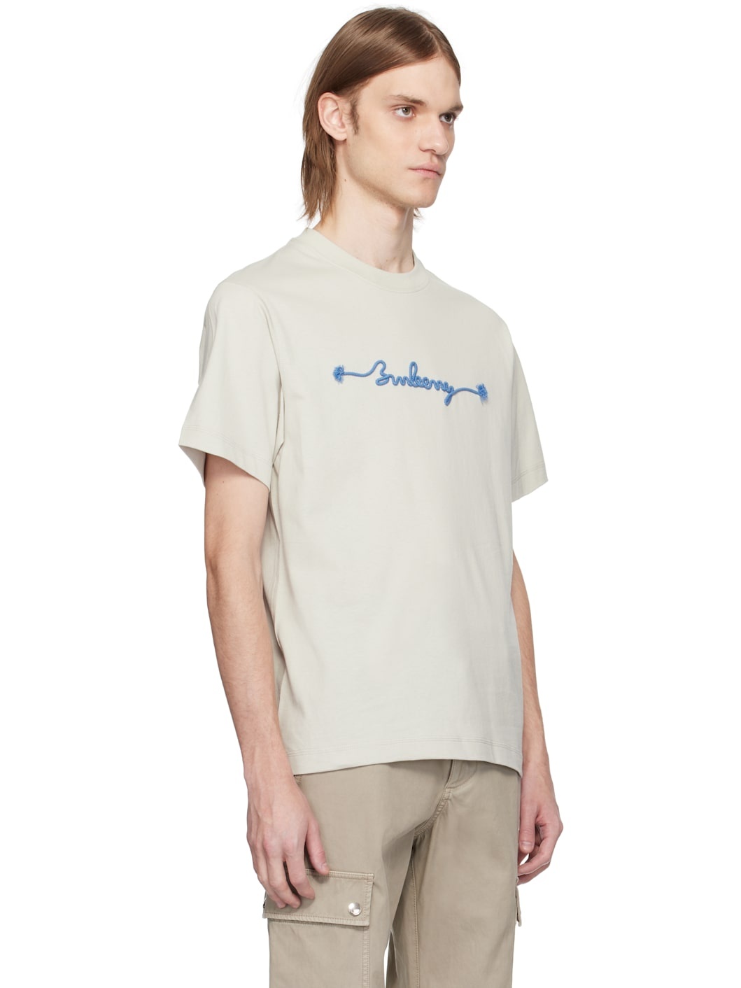 Beige Knot Logo Cotton T-shirt - 2