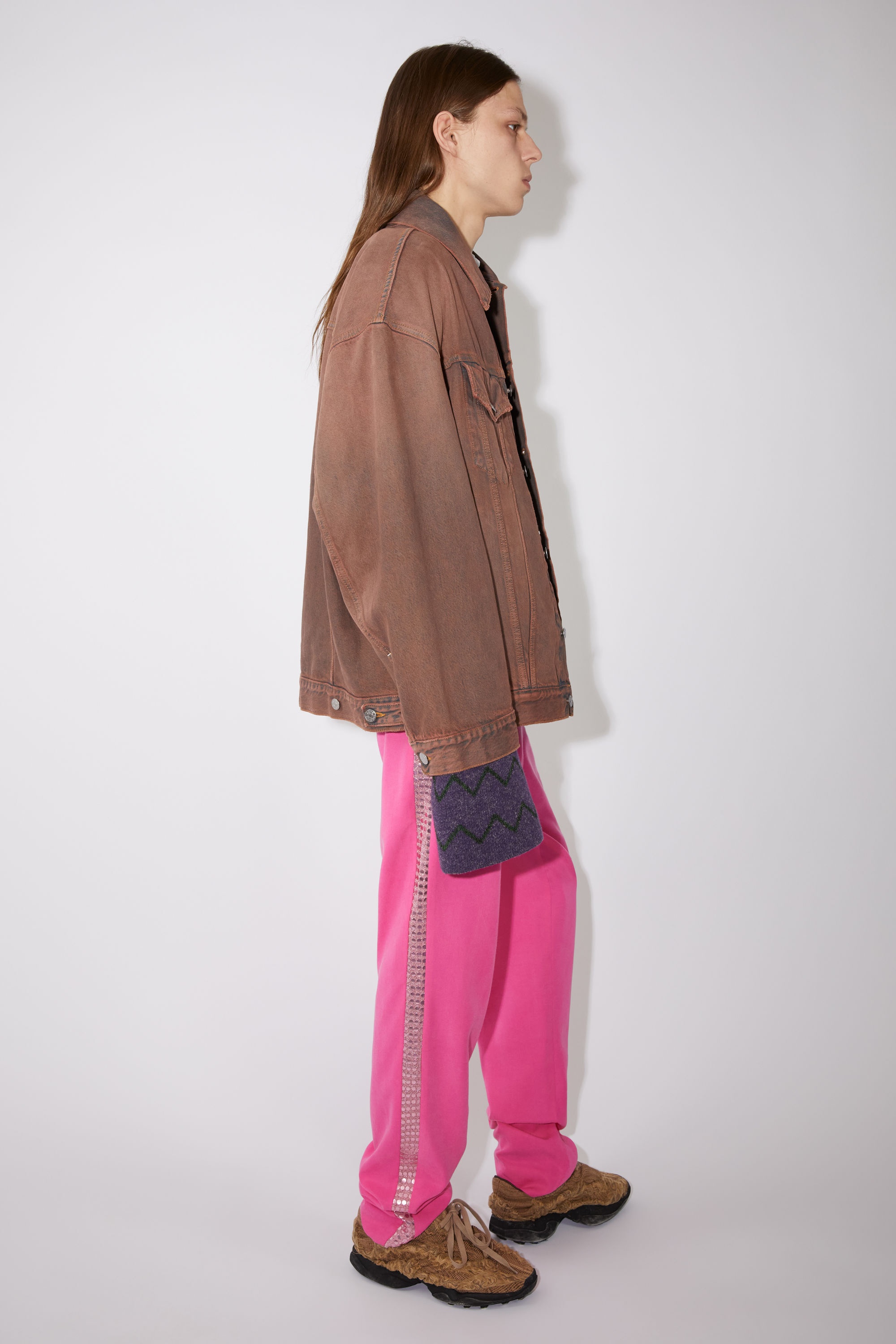 Loose fit denim jacket - Blue/red - 4