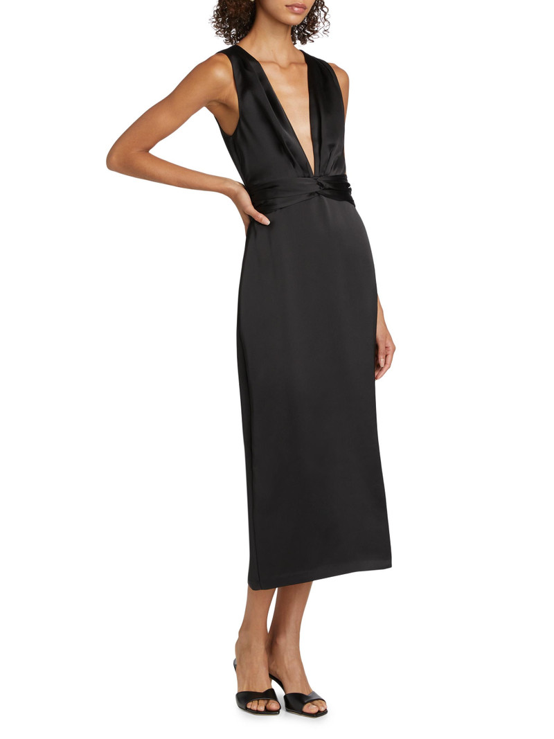 Women's Talon Satin Plunge Midi-Dress - Black 3