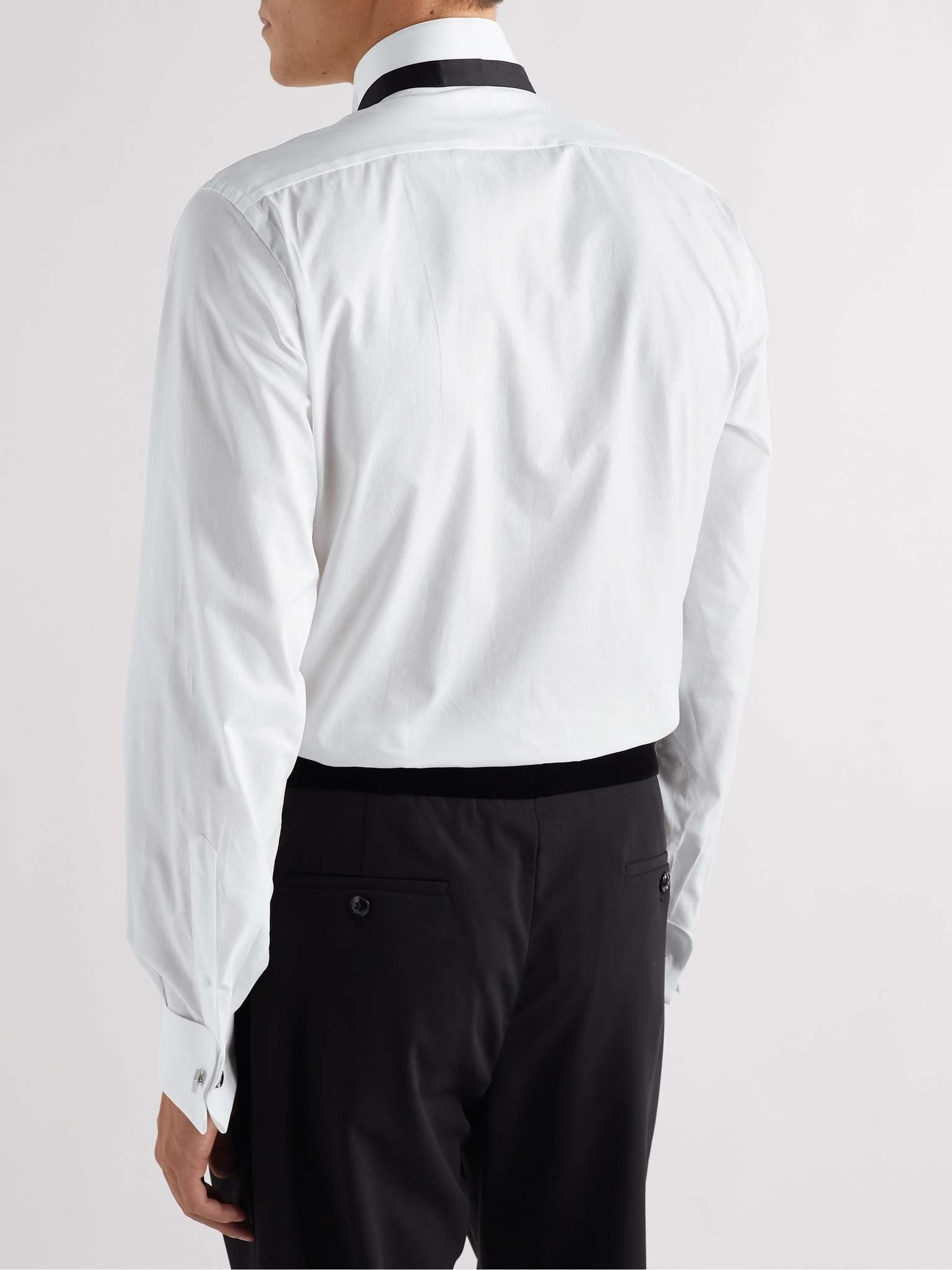 Wing-Collar Bib-Front Cotton-Poplin Tuxedo Shirt - 4