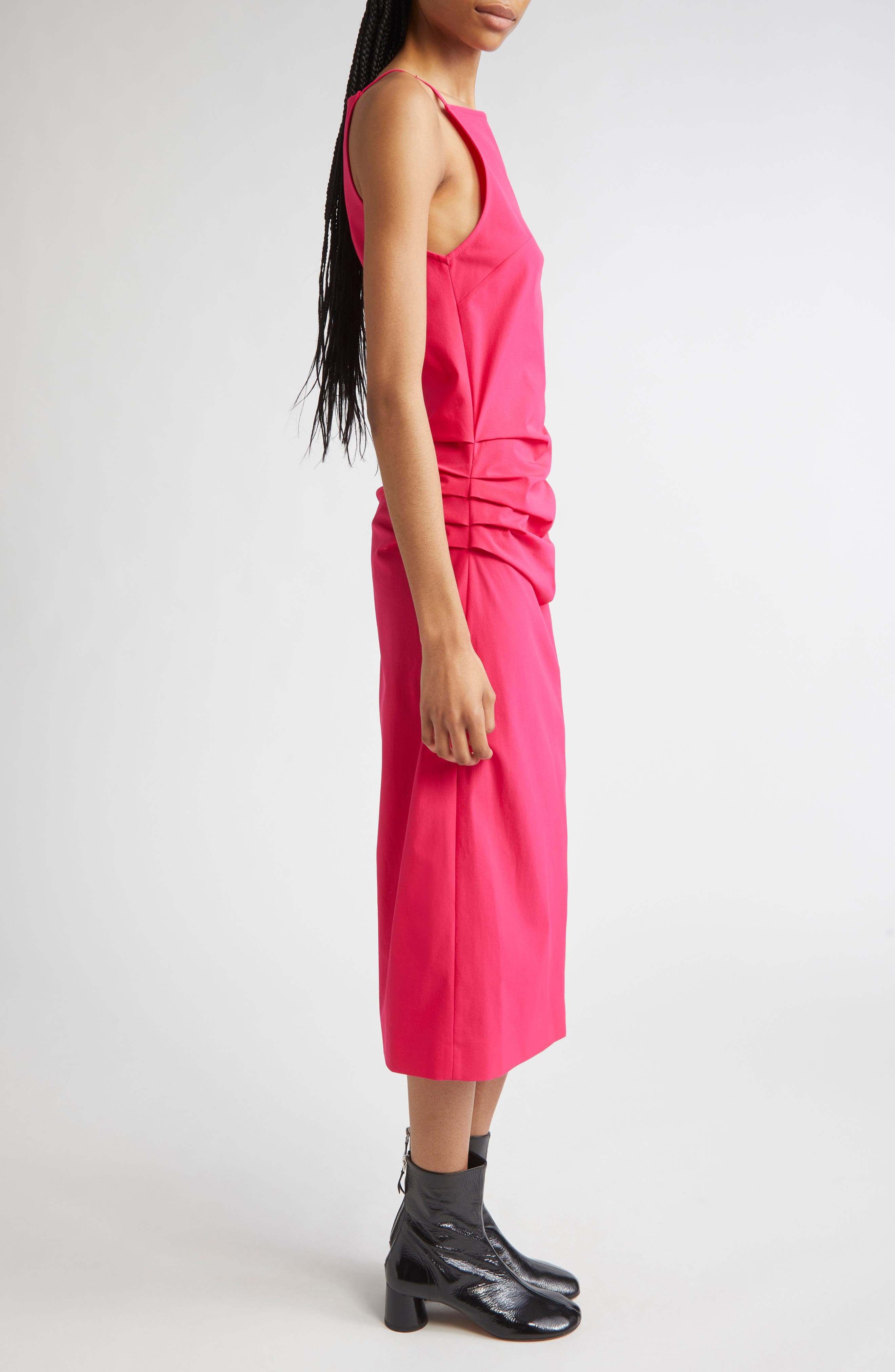 Proenza Schouler Priya Ruched Bi-Stretch Cotton Blend Midi Dress in Orchid at Nordstrom - 3