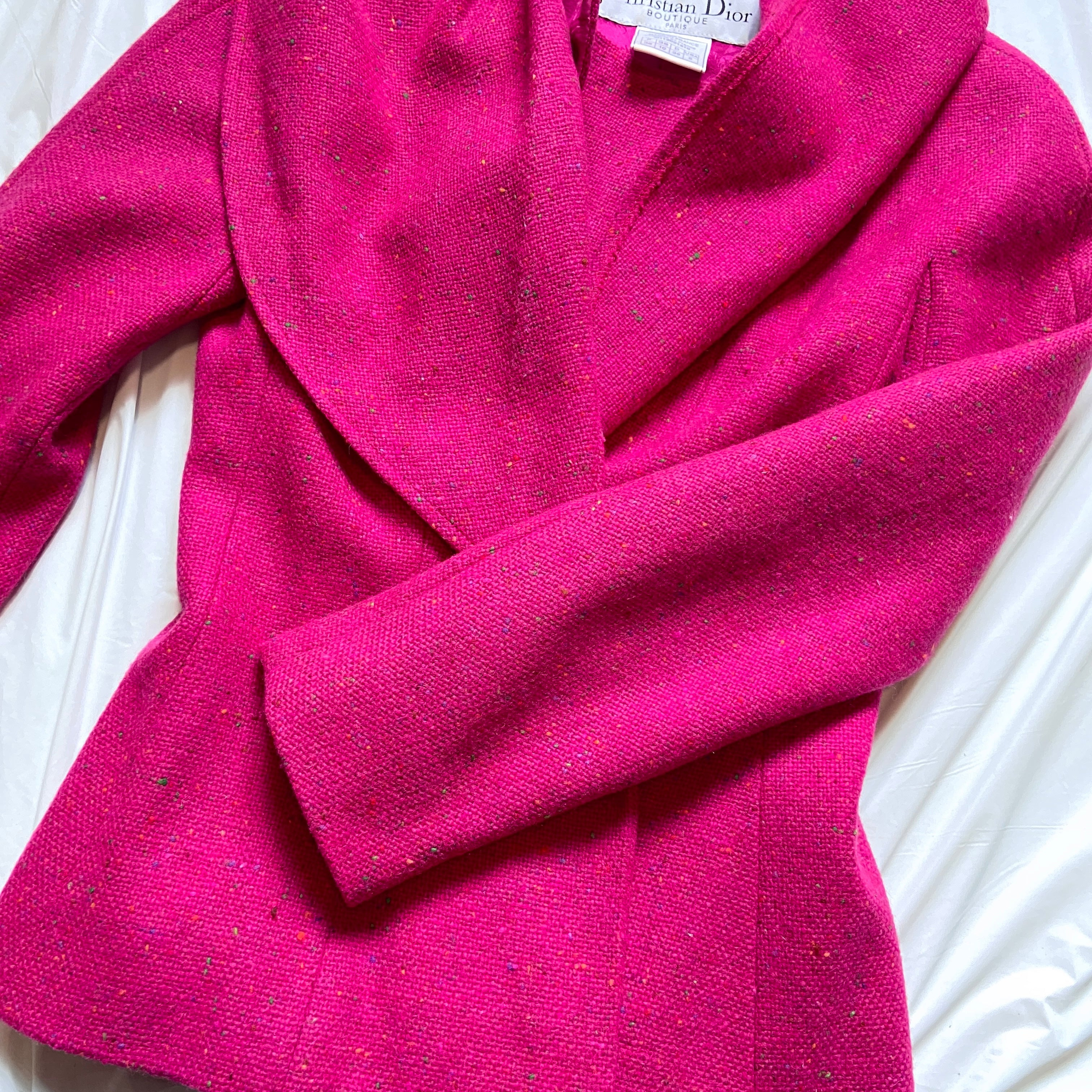 Dior fw1998 galliano pink sprinkle wool blazer coat bar jacket - 9