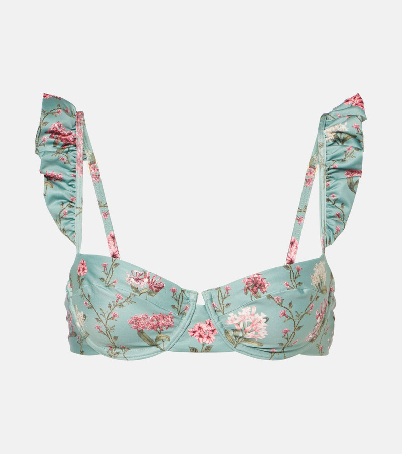 Kiwi floral ruffled bikini top 1
