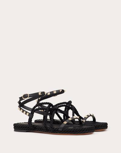 Valentino Rockstud Flat Ankle Strap Calfskin Sandal outlook