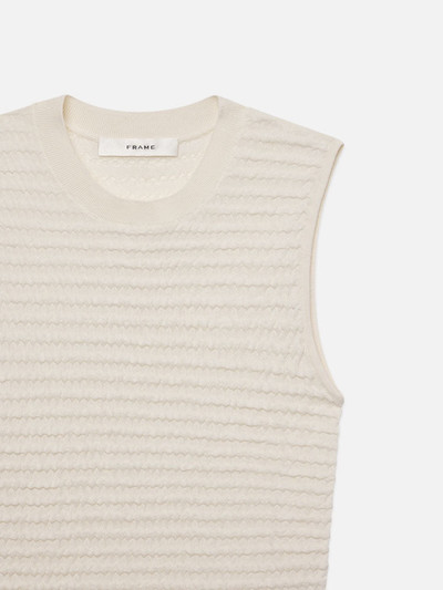 FRAME Smocked Sleeveless Crewneck in White outlook