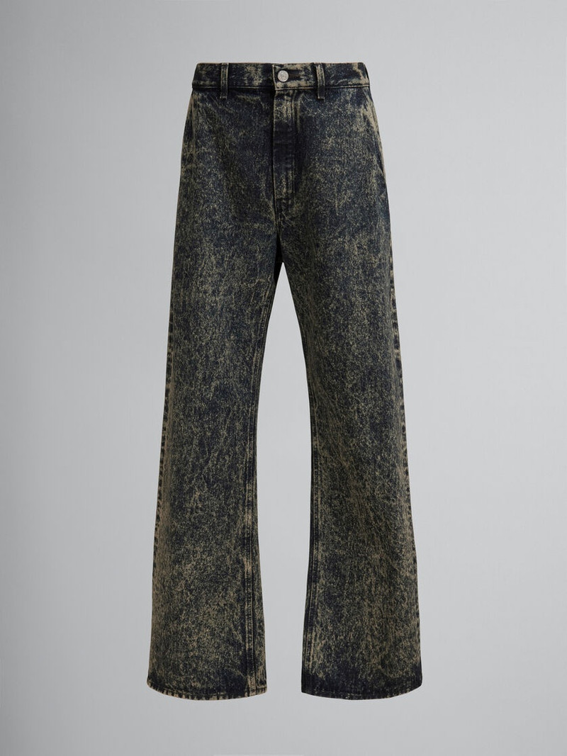 BLUE MARBLE DENIM STRAIGHT-LEG JEANS 1
