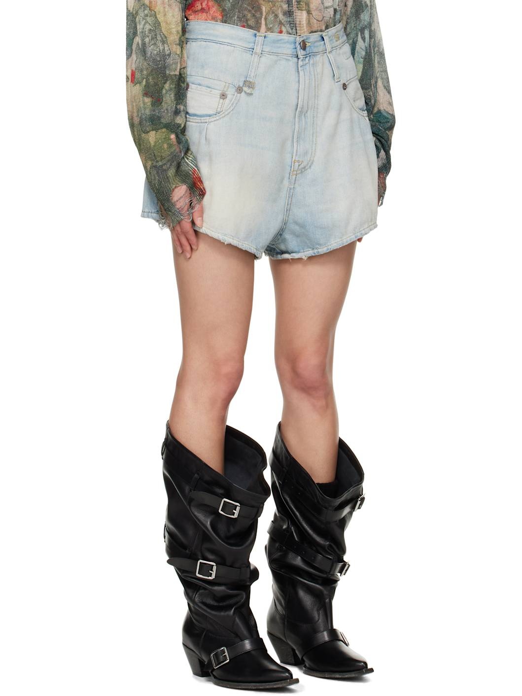 Blue Straight Double Loop Venti Denim Shorts - 2