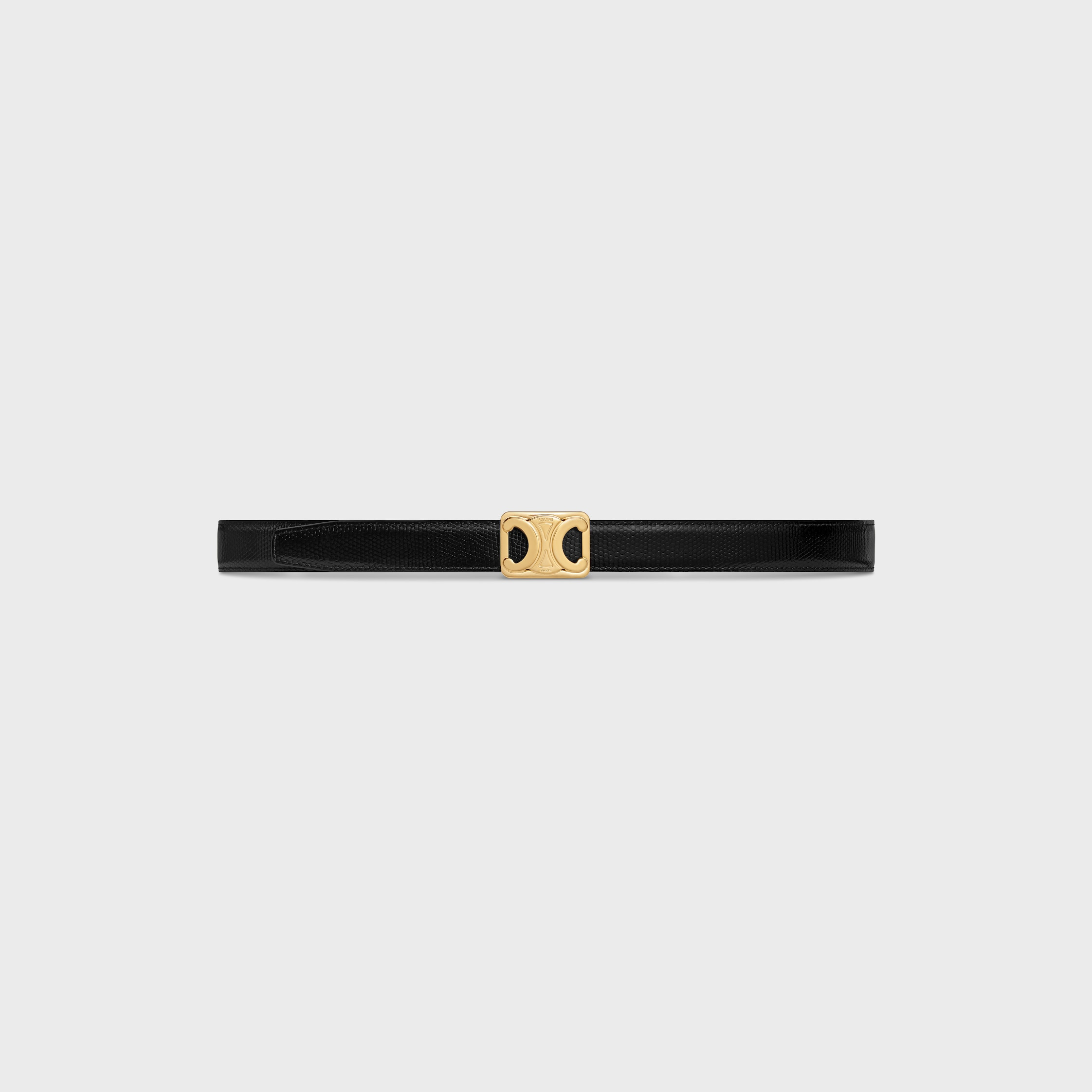 MEDIUM REVERSIBLE FRAMED TRIOMPHE BELT in TAURILLON AND LIZARD EMBOSSED CALFSKIN - 3