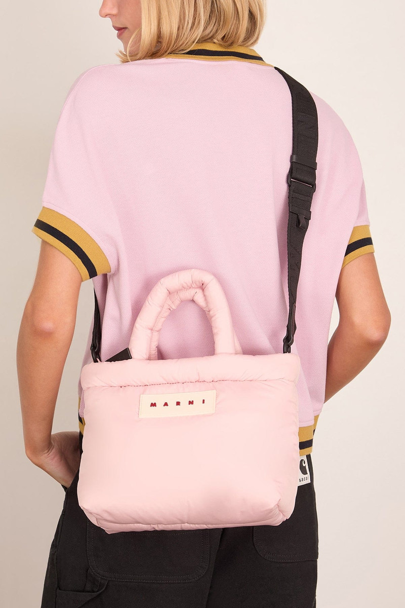 Nylon Puff Small Tote Bag in Cinder Rose 3