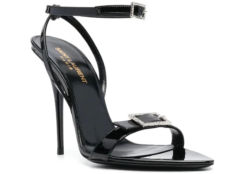 SAINT LAURENT Saint Laurent Gippy Buckled Sandal Heels Black Leather outlook
