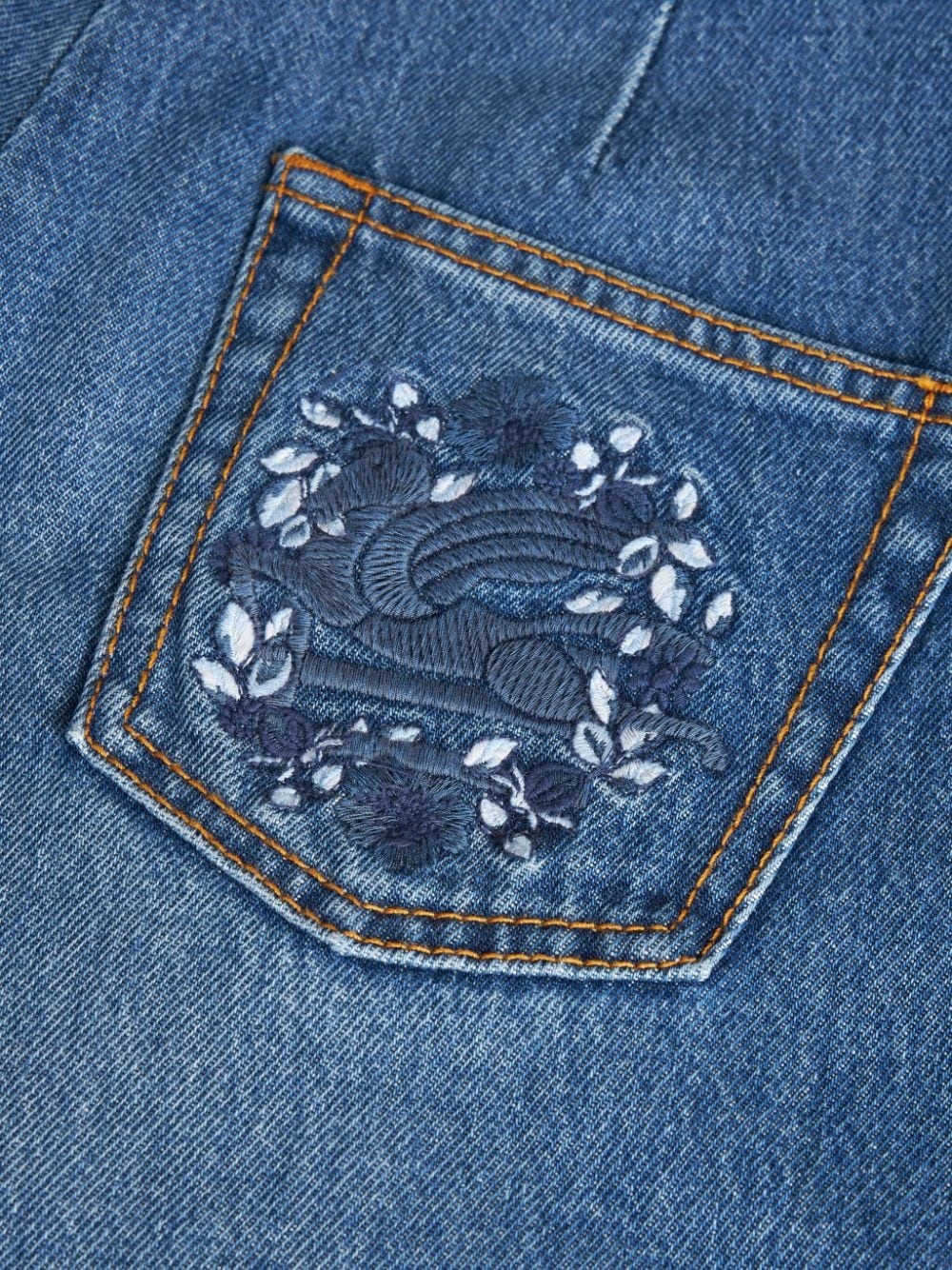 floral-embroidered belted jeans - 6