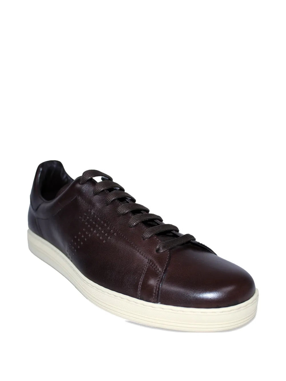 PERFORATED-DETAIL LEATHER SNEAKERS - 2