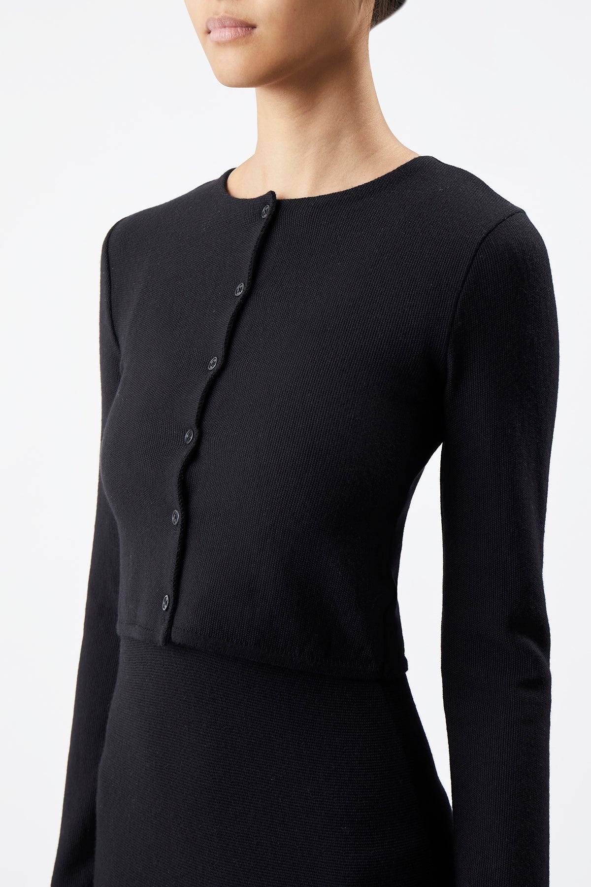 Katia Knit Cardigan in Black Merino Wool - 5
