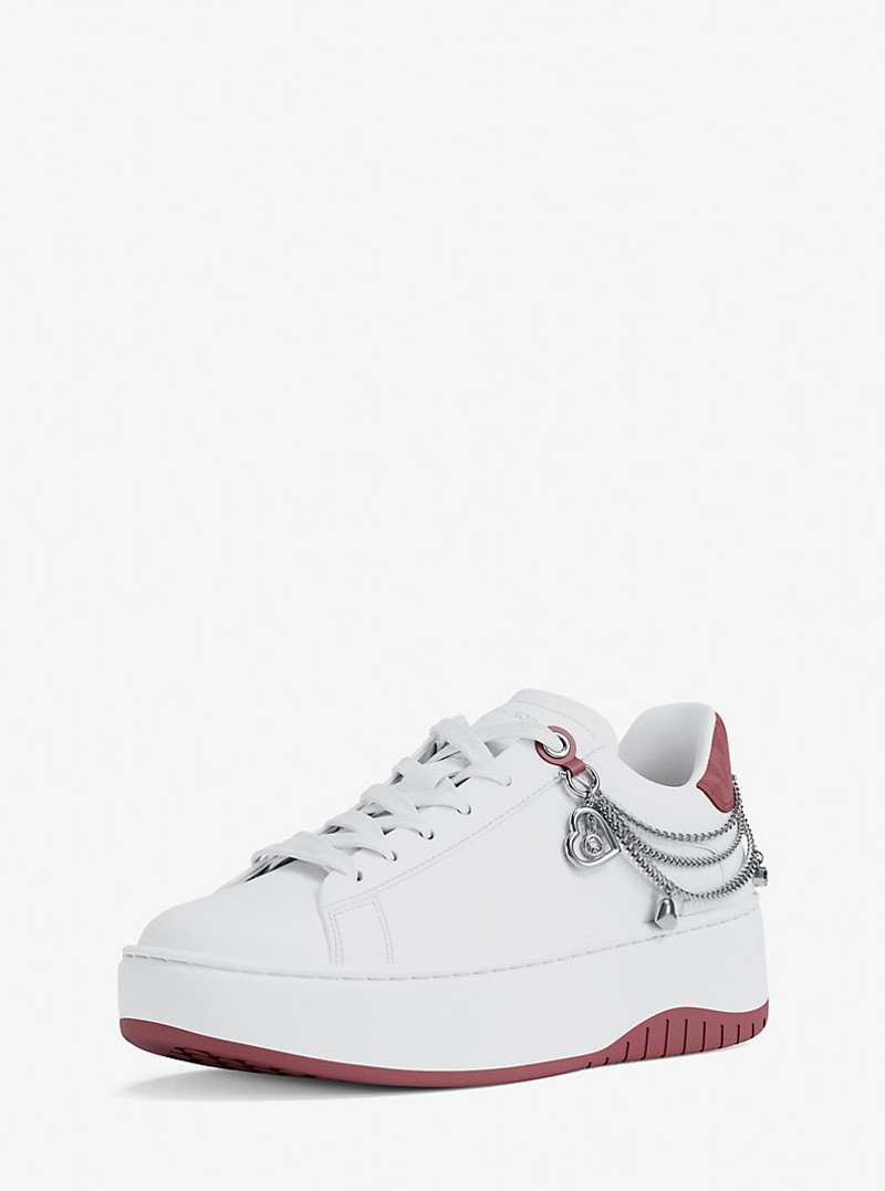 MICHAEL KORS Dottie Embellished Leather Platform Sneaker outlook