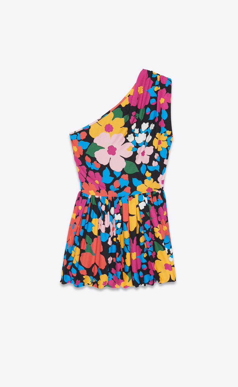 one-shoulder mini-dress in sablé - 1