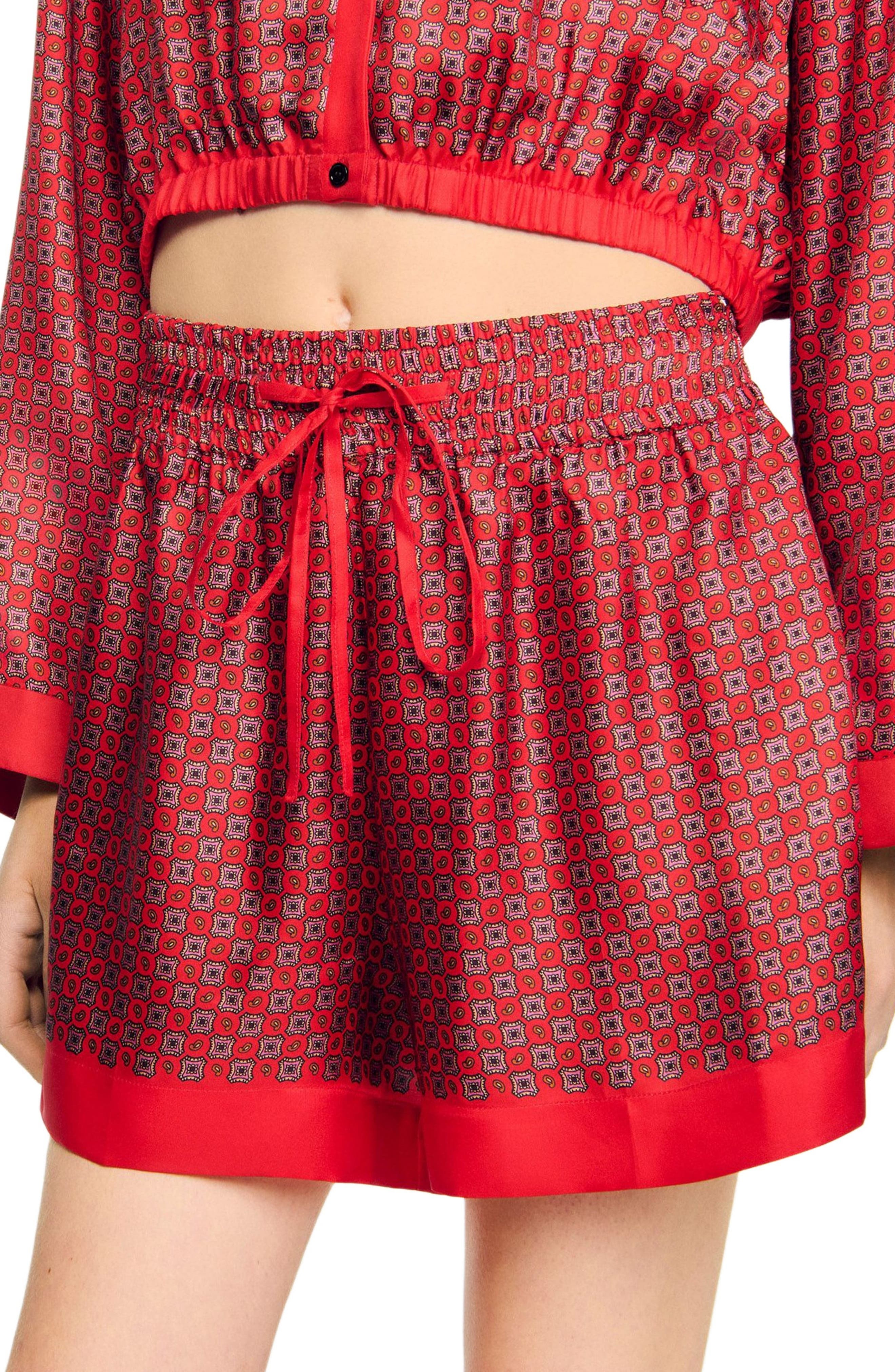 SANDRO Scarf print shorts in Red /Pink at Nordstrom - 4