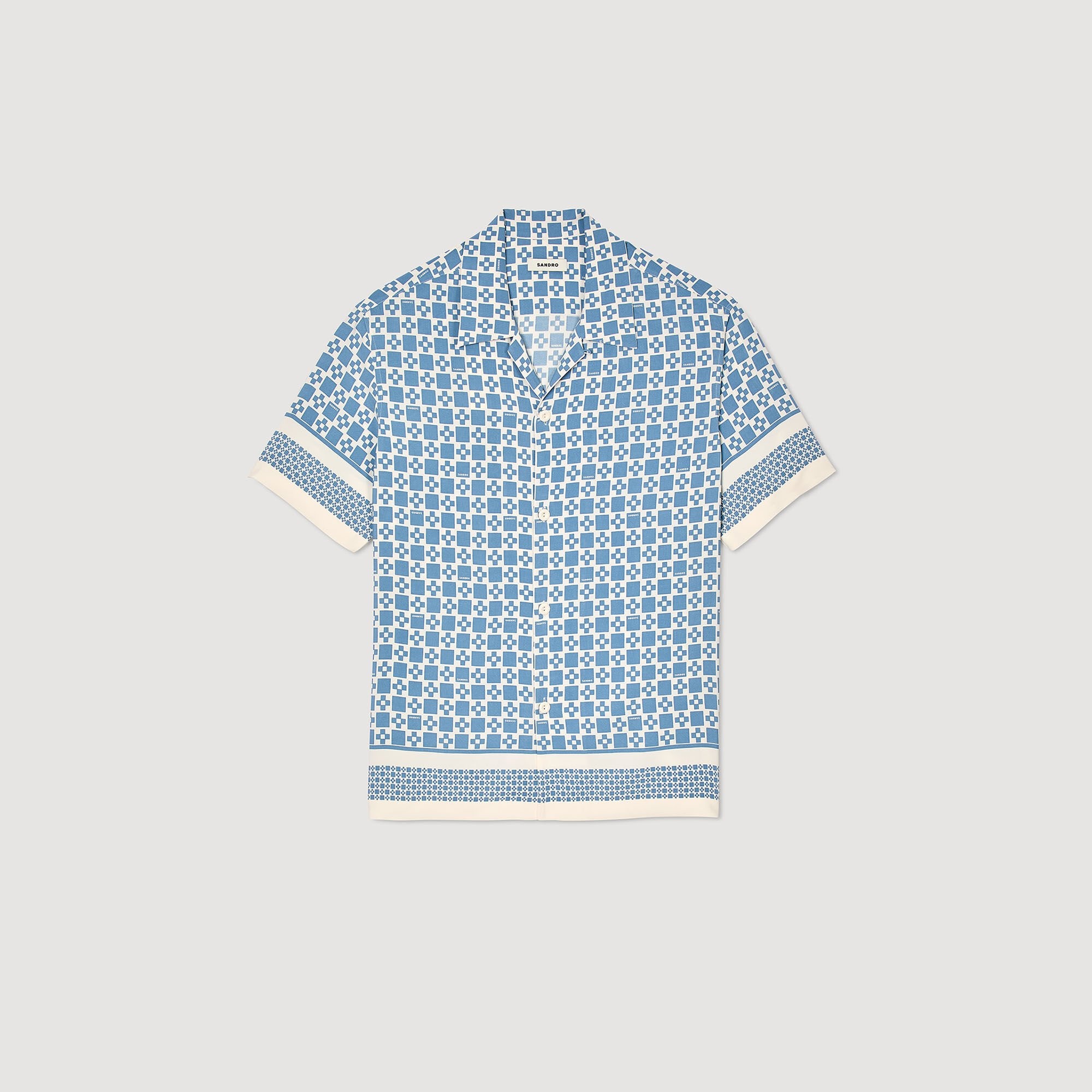 SQUARE CROSS MOTIF FLOWING SHIRT - 6