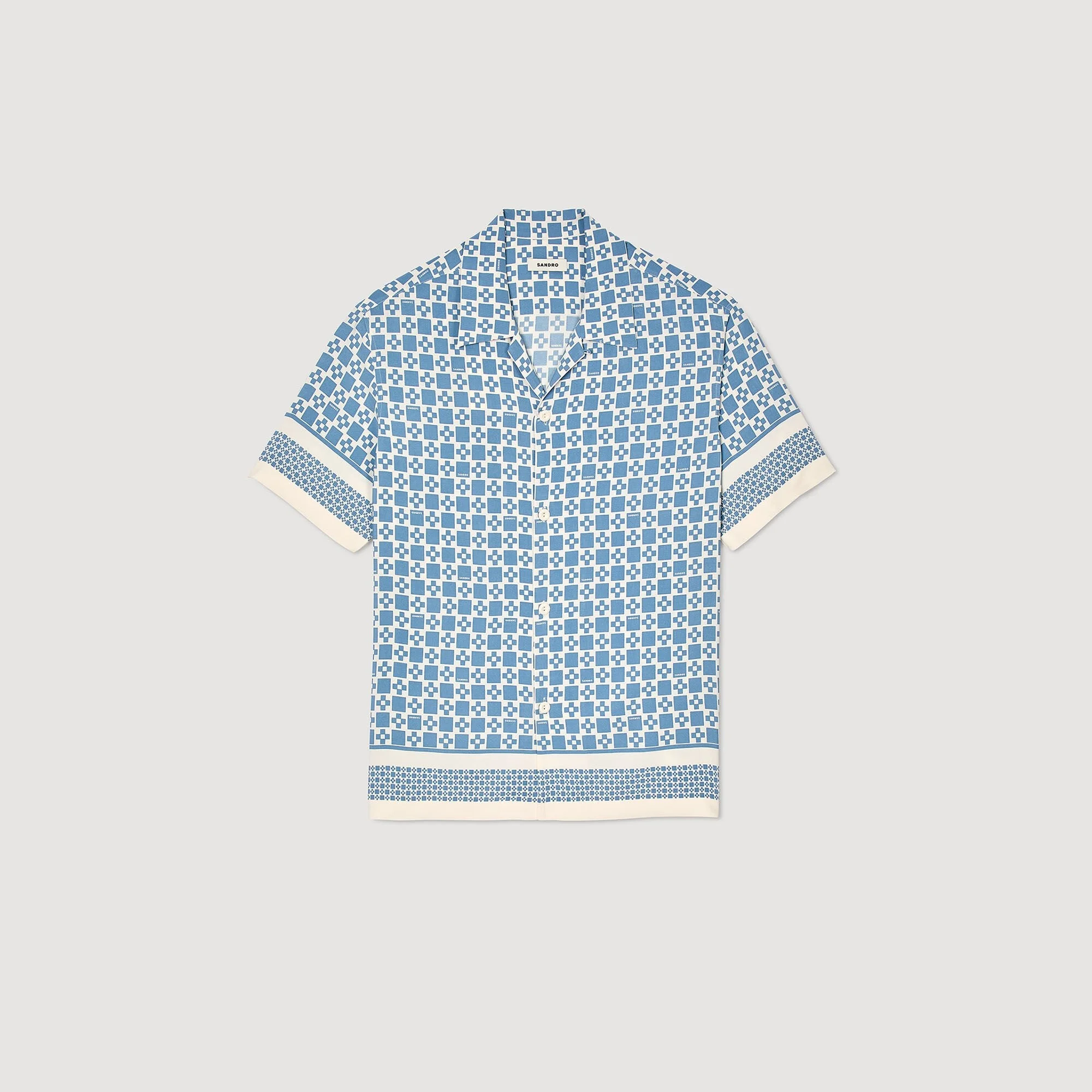 SQUARE CROSS MOTIF FLOWING SHIRT - 1