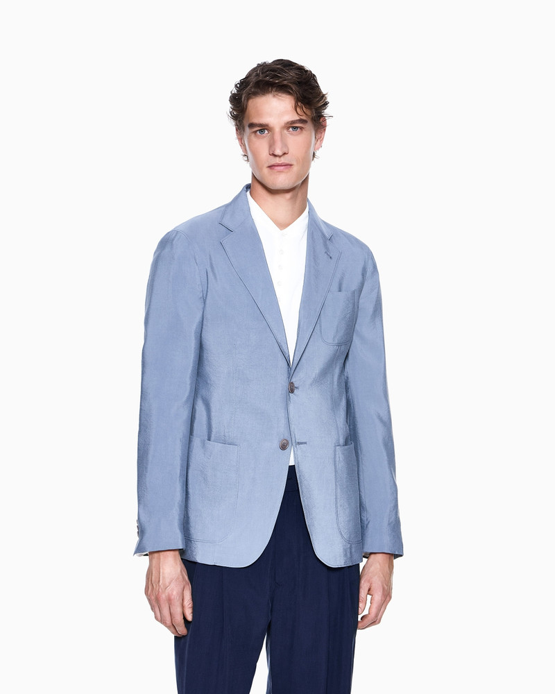 GIORGIO ARMANI UPTON LINE SINGLE-BREASTED JACKET IN WASHED SILK outlook