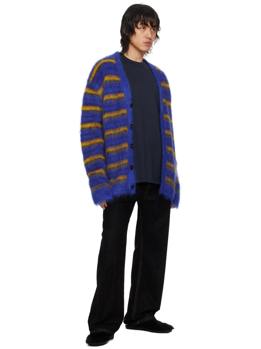 Black Flocked Denim Jeans - 4